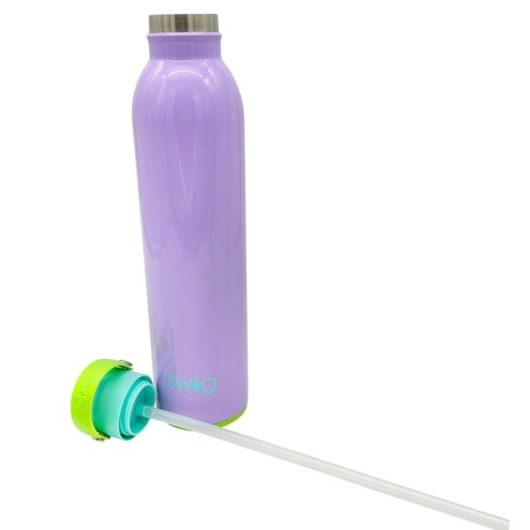 Swig 26 Oz Purple Stainless Steel Water Bottle Green Flip Straw Lid Carry Handle - Picture 6 of 7